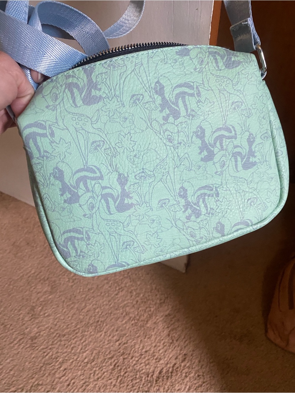 Disney Mint Green Crossbody Bag with Character Print